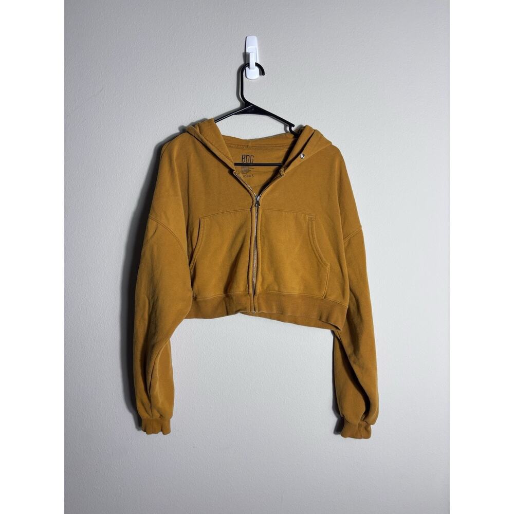 BDG Urban Outfitters Womens Cropped Hoodie Zip Front Dropped Long Sleeve Size S